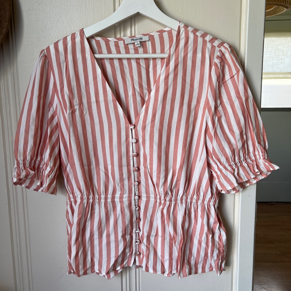 Stripe Madewell button blouse